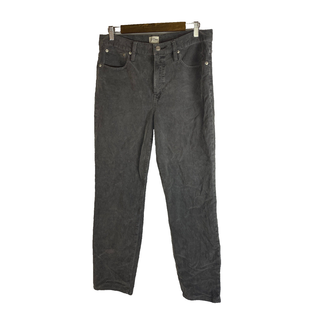 J Crew Vintage Straight High Rise Corduroy Pants Womens Sz 30 Gray AB651